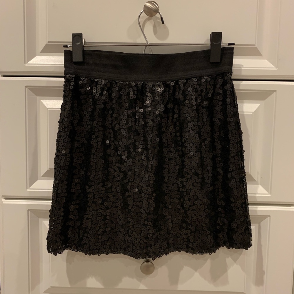 Aqua black sequin skirt